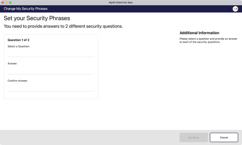"Change My Security Phrases"